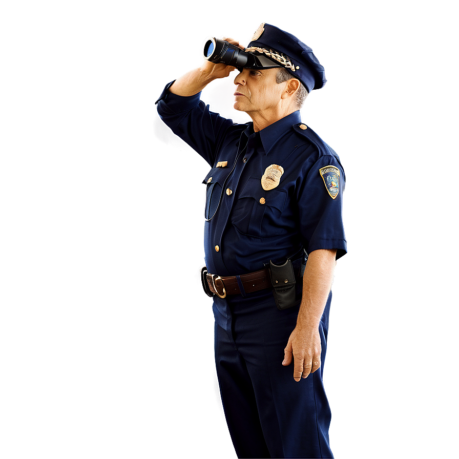 Police Officer With Binoculars Png Mux