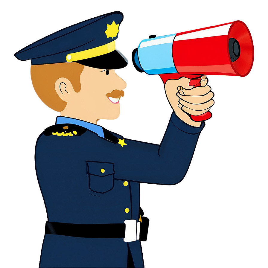 Police Officer With Megaphone Png Olg