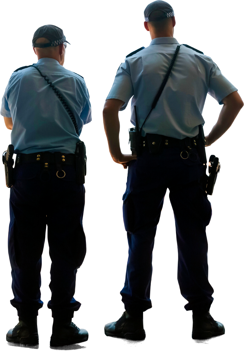 Police Officers Standing Backto Back