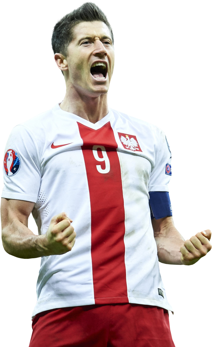 Polish Soccer Player Celebration PNG with transparent background