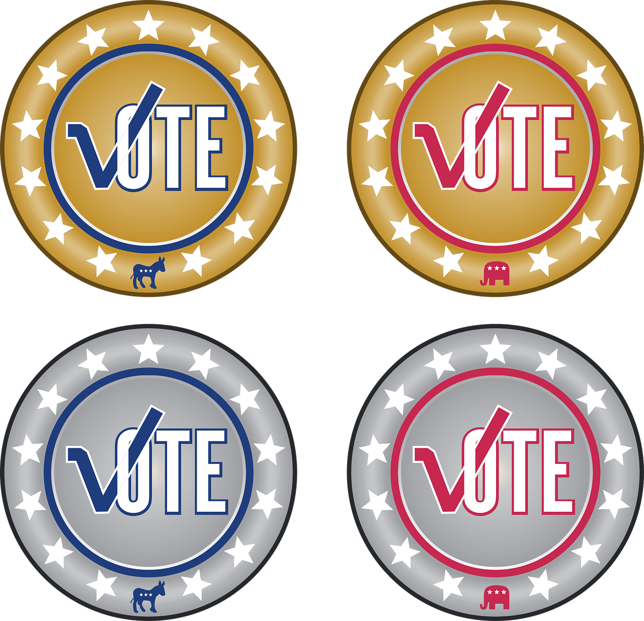 Political Party Vote Buttons