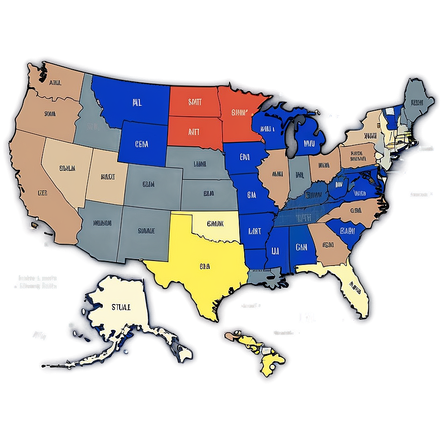 Political Usa States Map Png Aqa88