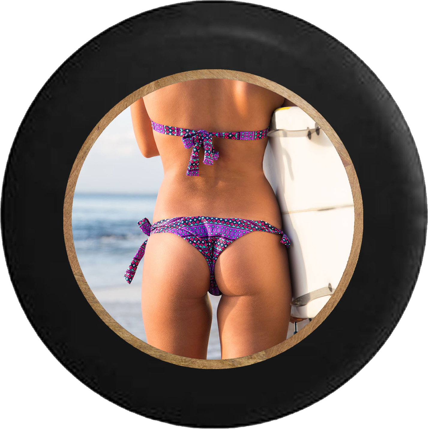 Sexy Bikini Surfer Girl At The Beach Rear View Jeep - Surfer Girls Bikini PNG image with a transparent background, free high-resolution download