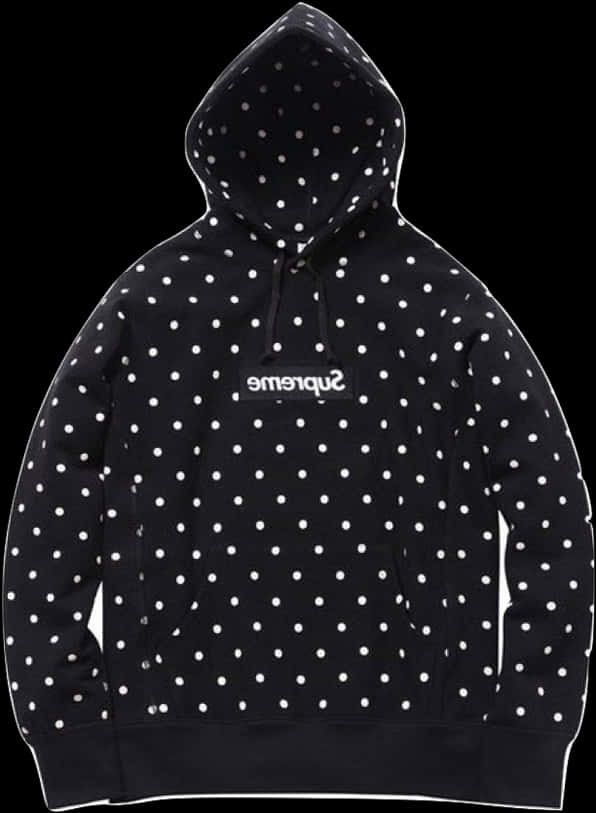 Polka Dot Black Hoodie Fashion