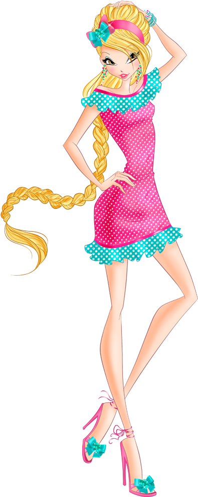Polka Dot Dress Cartoon Character PNG with transparent background