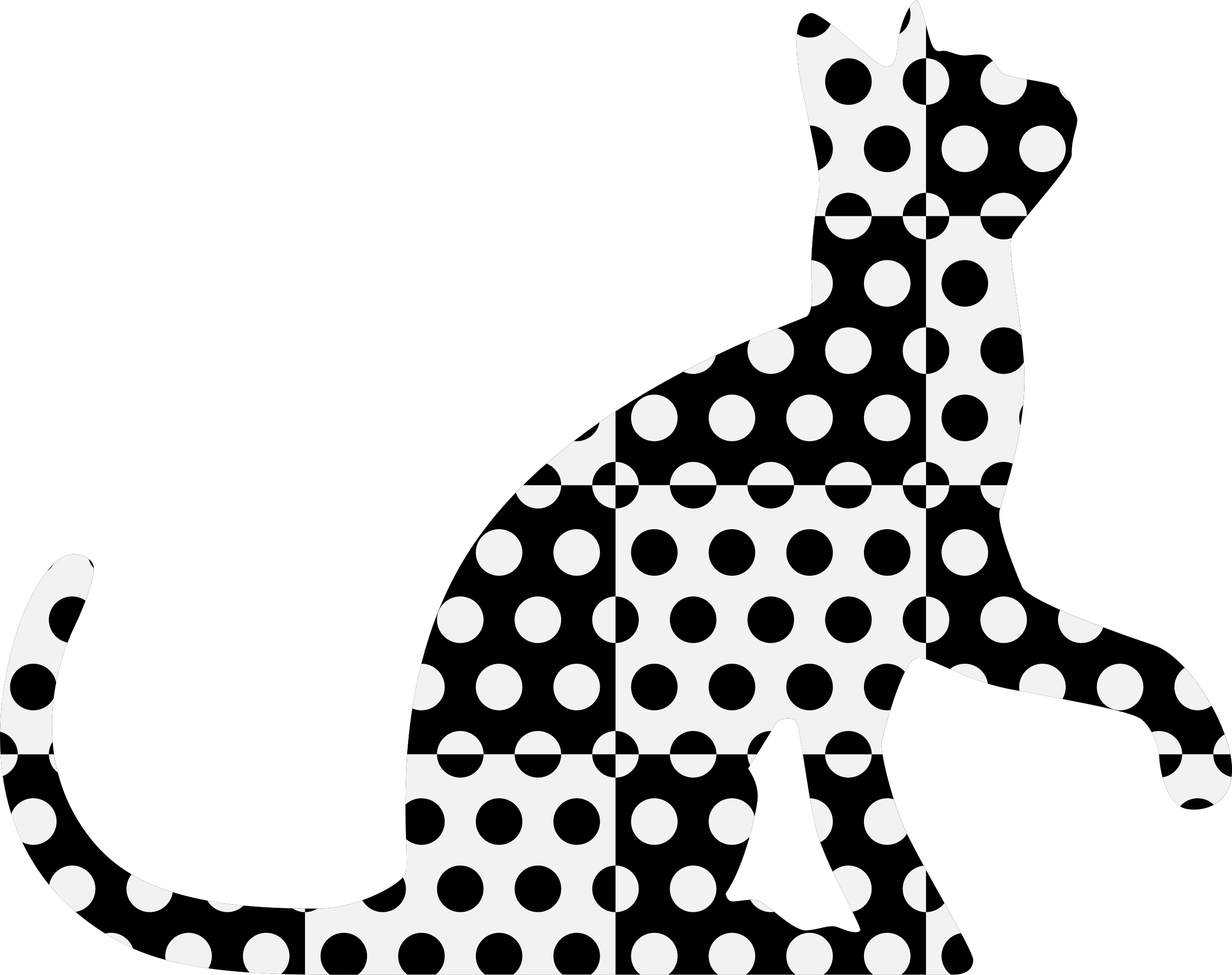 Polka Dot Pattern Cat Silhouette