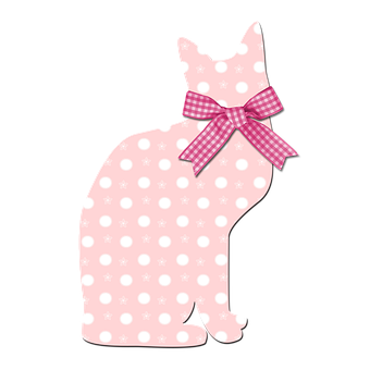 Polka Dot Pink Cat Illustration PNG with transparent background