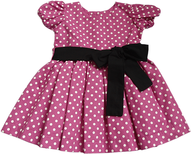 Polka Dot Pink Dresswith Black Belt