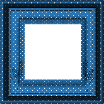 Polka Dotted Blue Frame PNG with transparent background