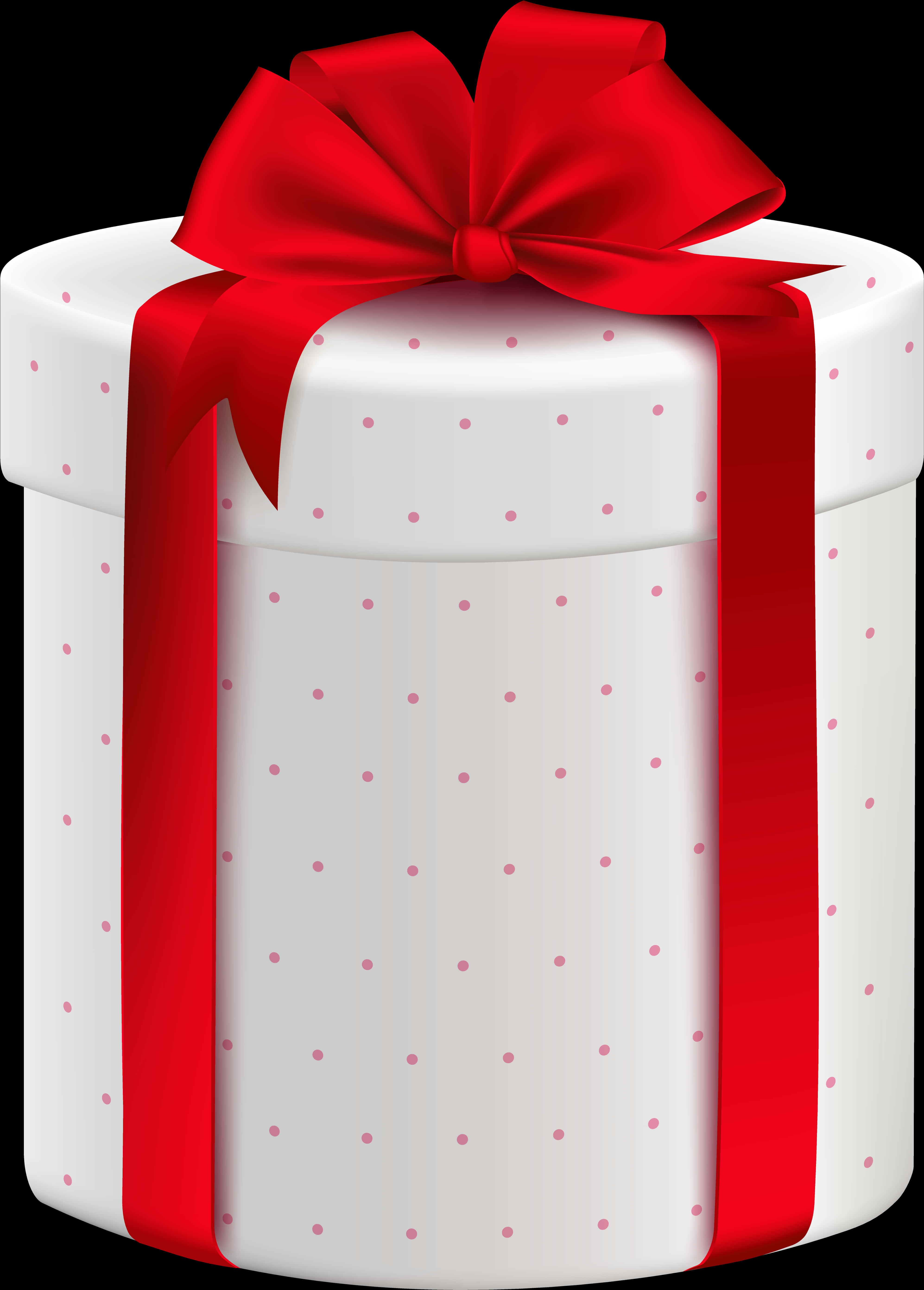 Polka Dotted Gift Boxwith Red Ribbon