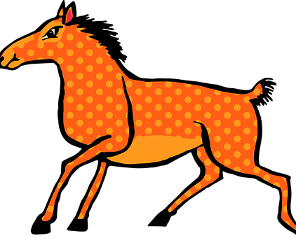 Polka Dotted Orange Horse Illustration