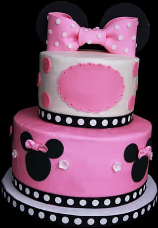 Polka Dotted Pinkand Black Cake