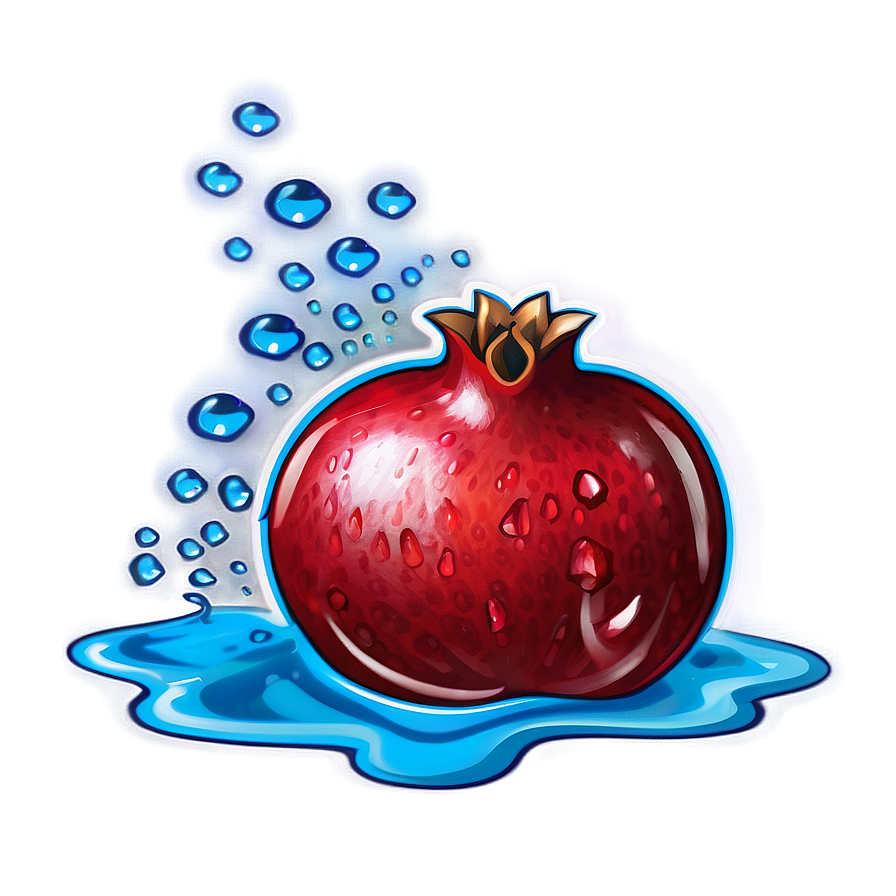 Pomegranate With Drops Water Png 05242024