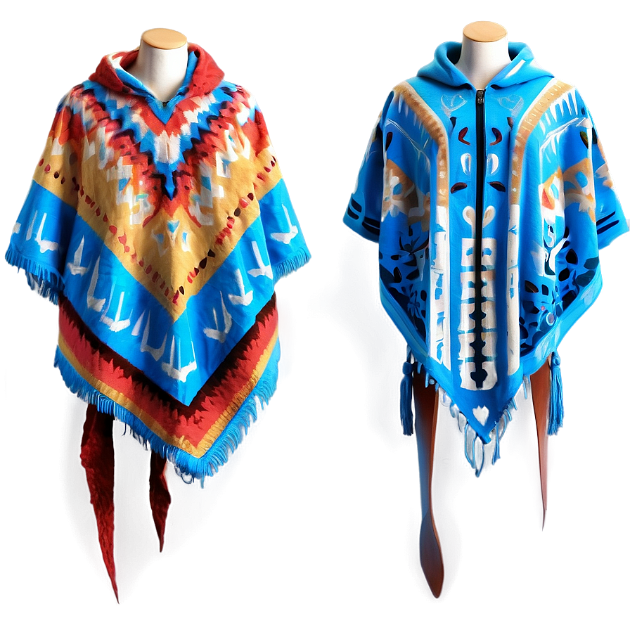 Poncho With Geometric Patterns Png Ort