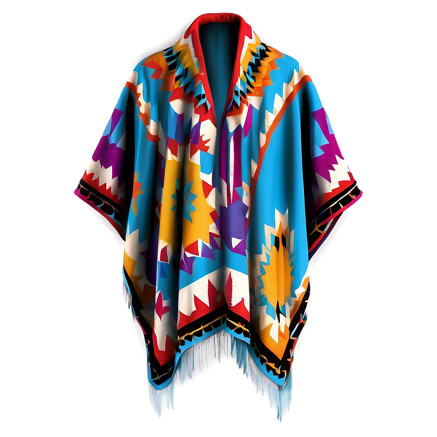 Poncho With Geometric Patterns Png Qmw