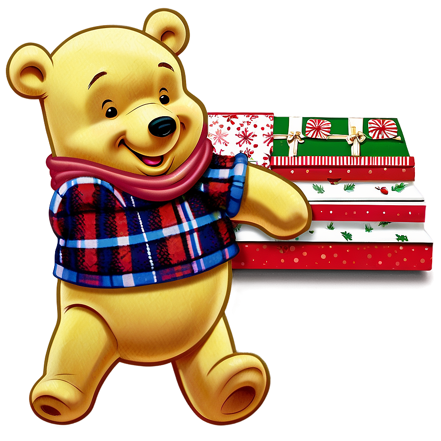 Pooh Bear Christmas PNG gmj PNG image with a transparent background, free high-resolution download