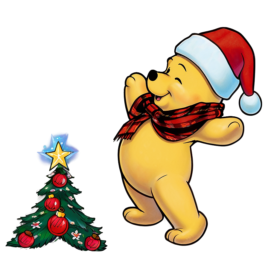 Pooh Bear Christmas PNG gmj PNG image with a transparent background, free high-resolution download