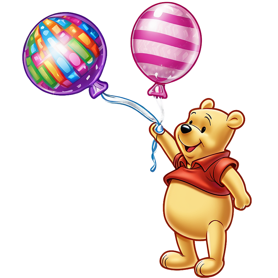 Pooh Bear with Balloon PNG 06202024 PNG image with a transparent background, free high-resolution download