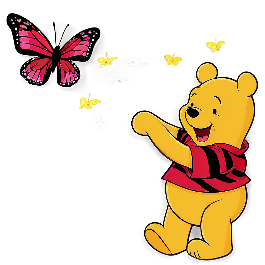 Pooh Bear With Butterfly Png Seq