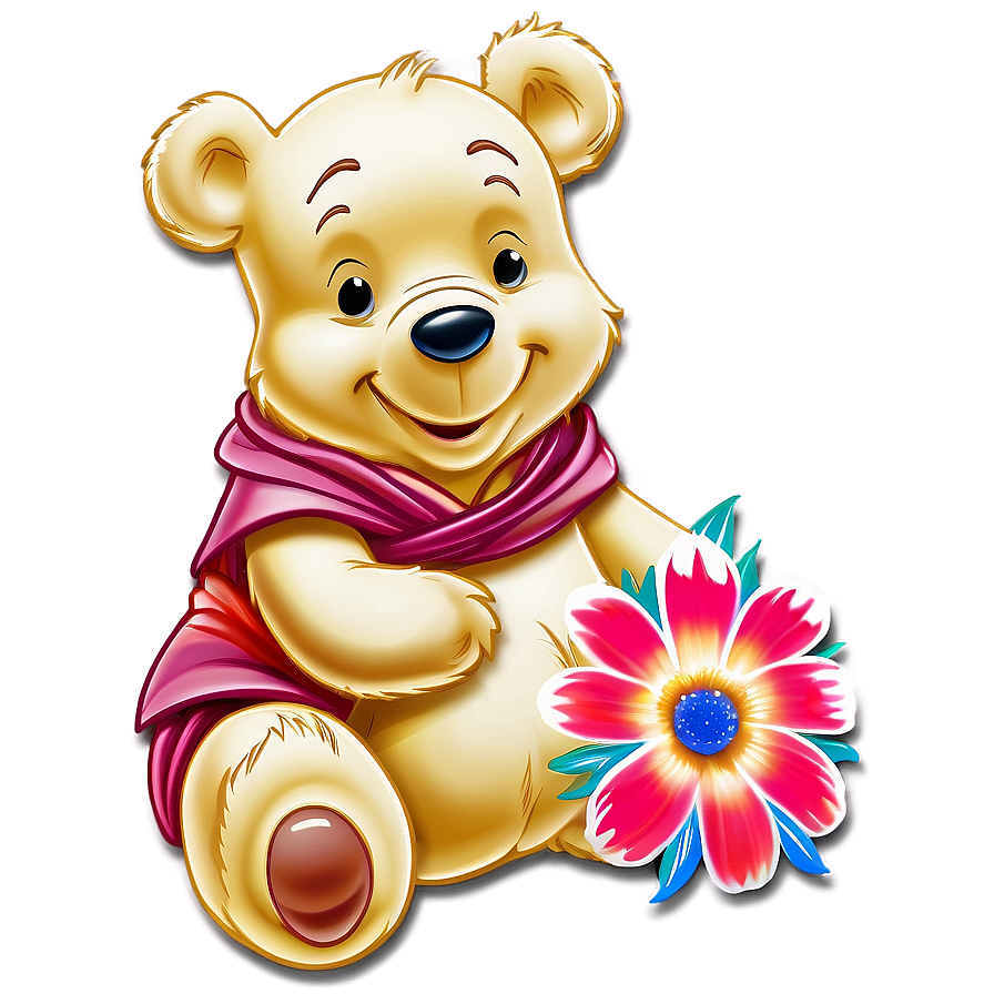 Pooh Bear With Flowers Png 31