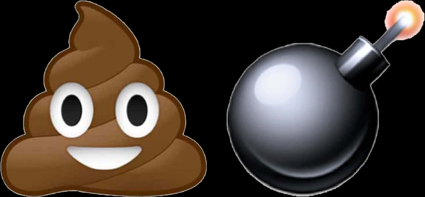 Poop Emojiand Bomb Icon