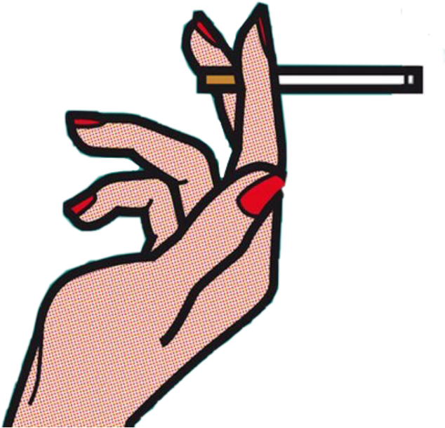 Pop Art Style Hand Holding Cigarette