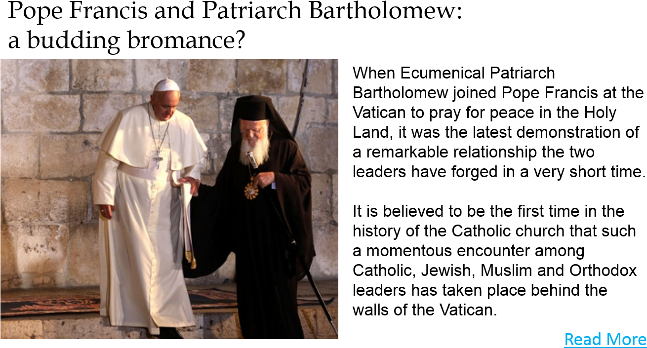 Pope Francis Patriarch Bartholomew Bromance PNG with transparent background