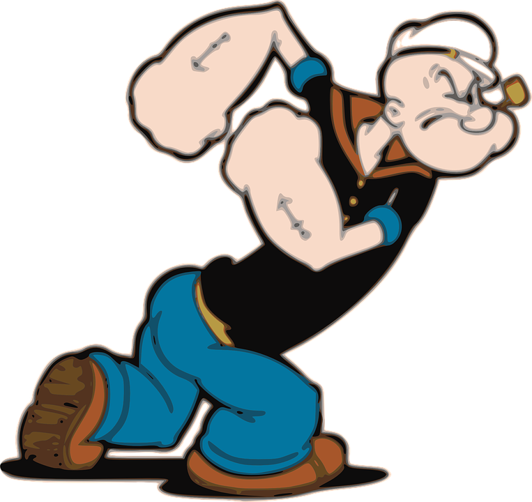 Popeye The Sailor Man Flexing Muscles PNG with transparent background