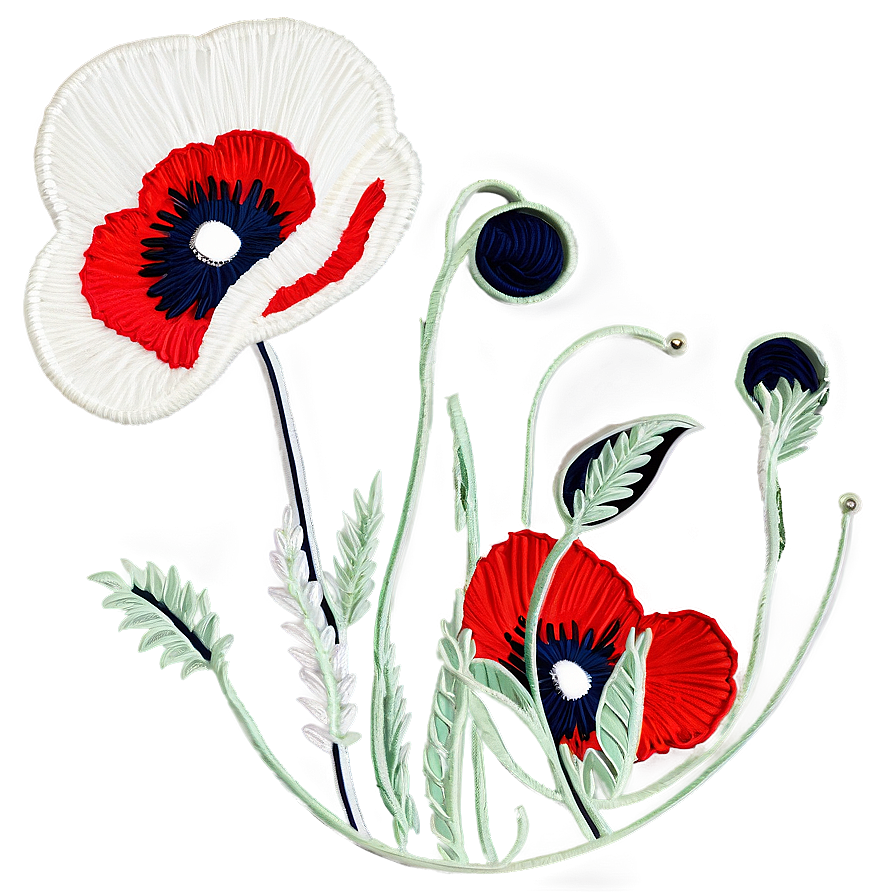 Poppy Embroidery Design PNG 06112024 PNG with transparent background