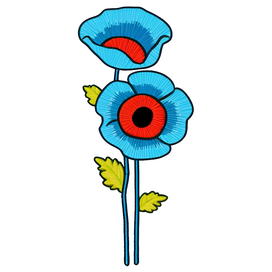 Poppy Embroidery Design PNG 23 PNG with transparent background