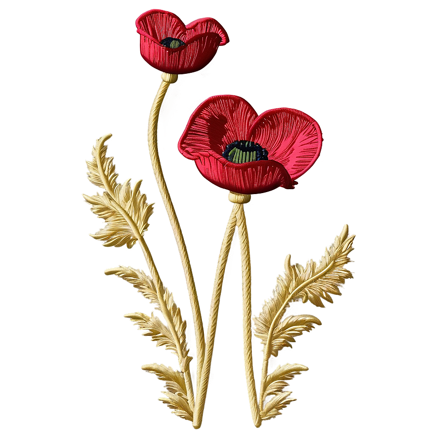 Poppy Embroidery Design PNG kvp PNG with transparent background