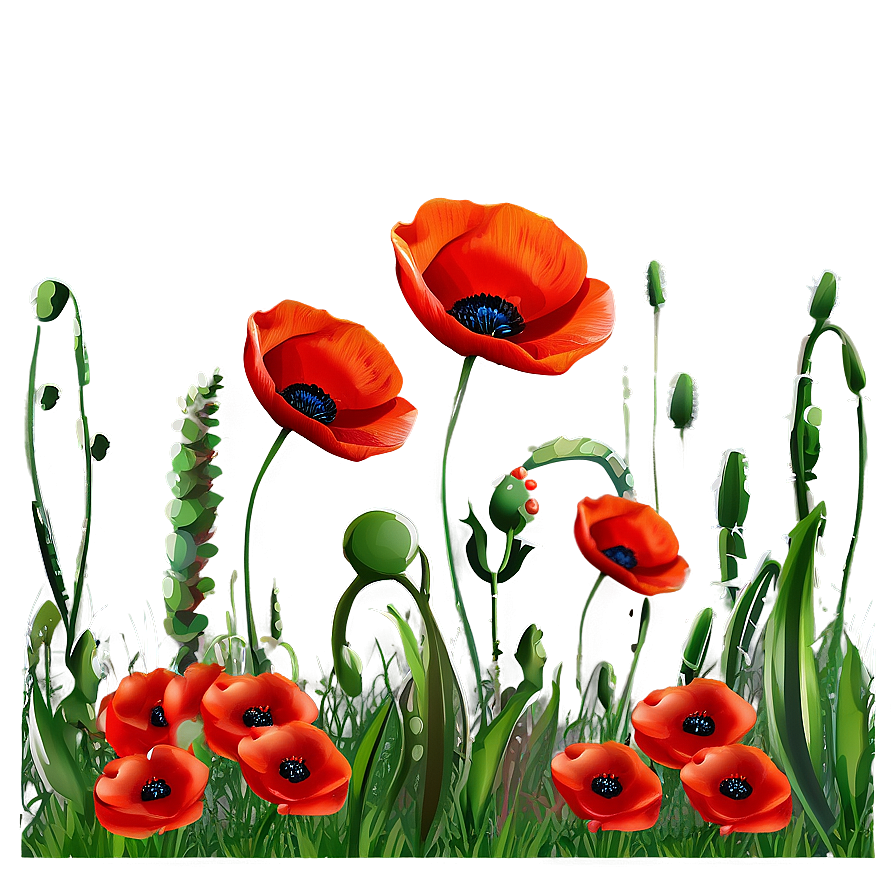 Poppy Field Landscape PNG 73 PNG with transparent background