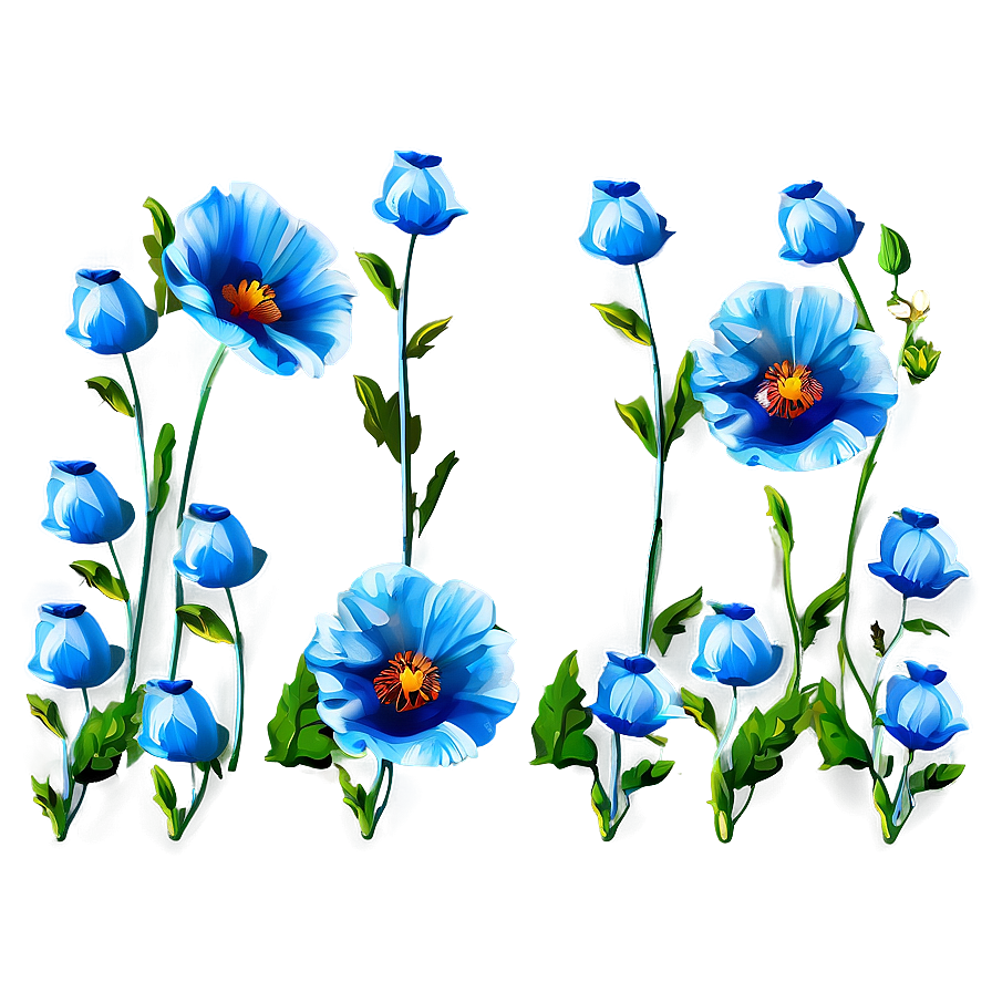 Poppy Floral Border PNG 40 PNG with transparent background