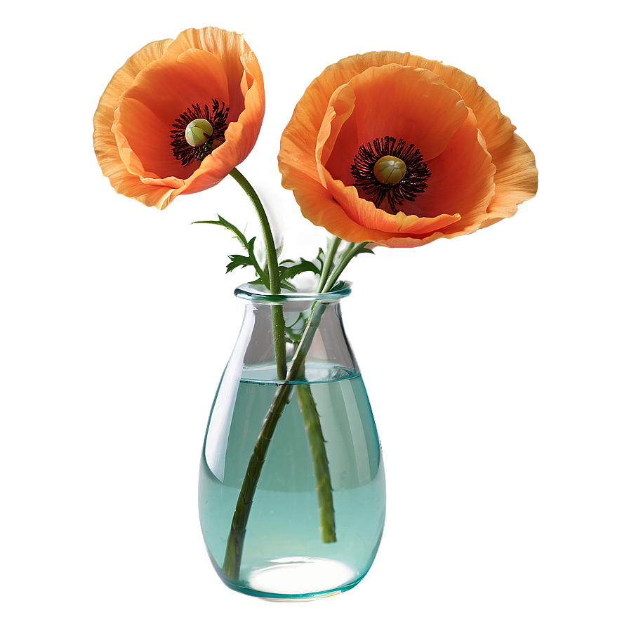 Poppy in Vase PNG jbo PNG with transparent background