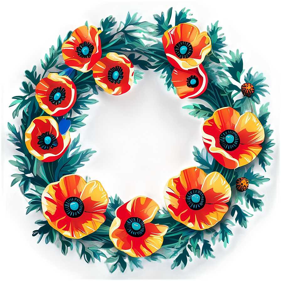 Poppy Wreath Graphic Png 72