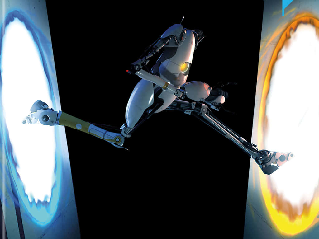 Portal Traversal Robot Action PNG with transparent background