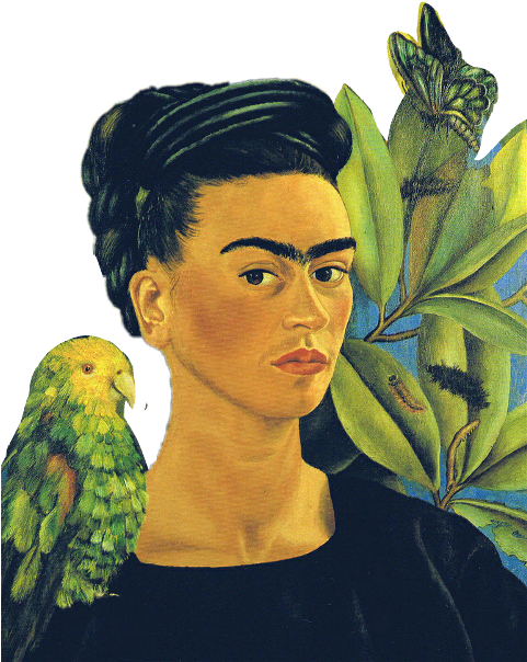 Portraitof Womanwith Parrotand Butterfly