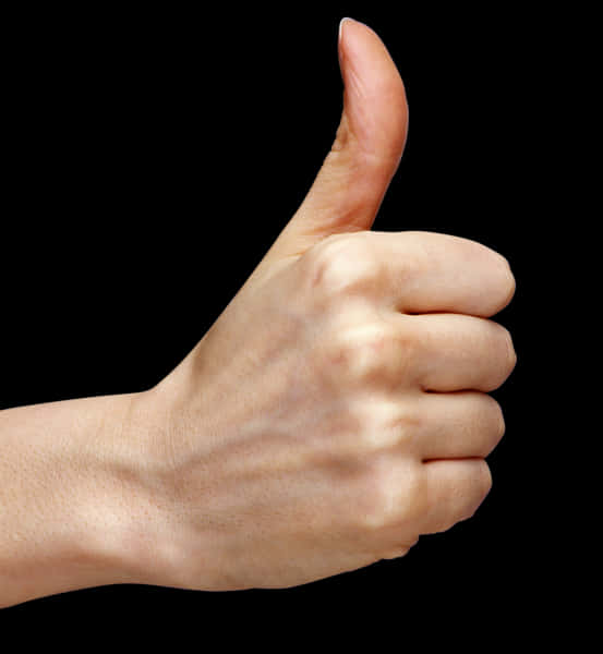 Positive Gesture Thumbs Up Black Background PNG with transparent background