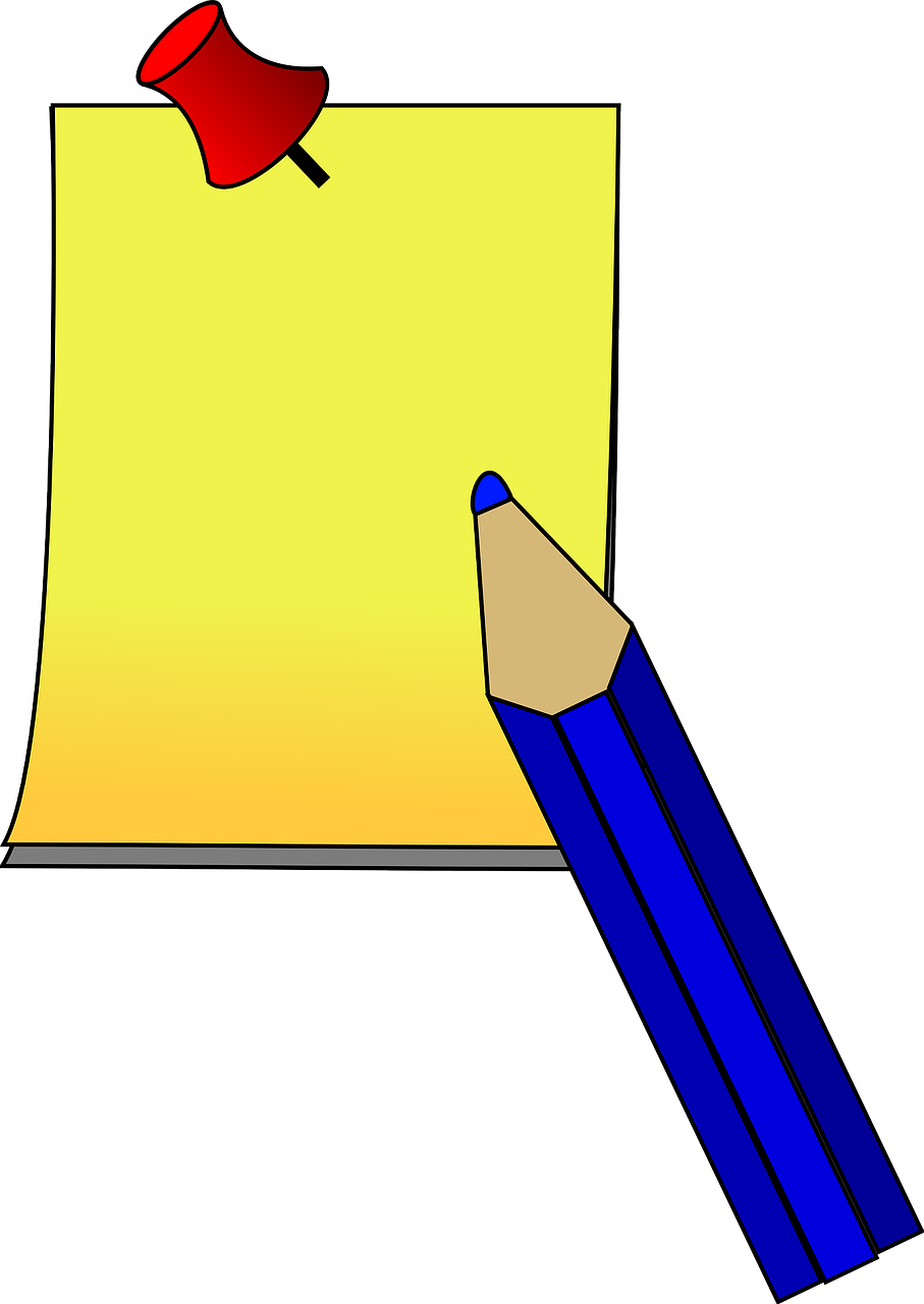 Post It_ Note_with_ Pencil_and_ Pin PNG with transparent background