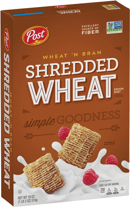 Post Shredded Wheat Cereal Box PNG with transparent background