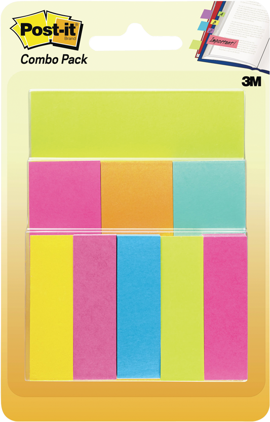 Postit Combo Pack Variety Sizes Colors PNG with transparent background