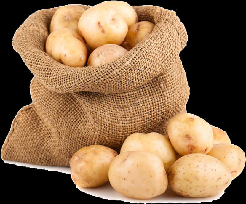Potatoesin Burlap Sack PNG with transparent background