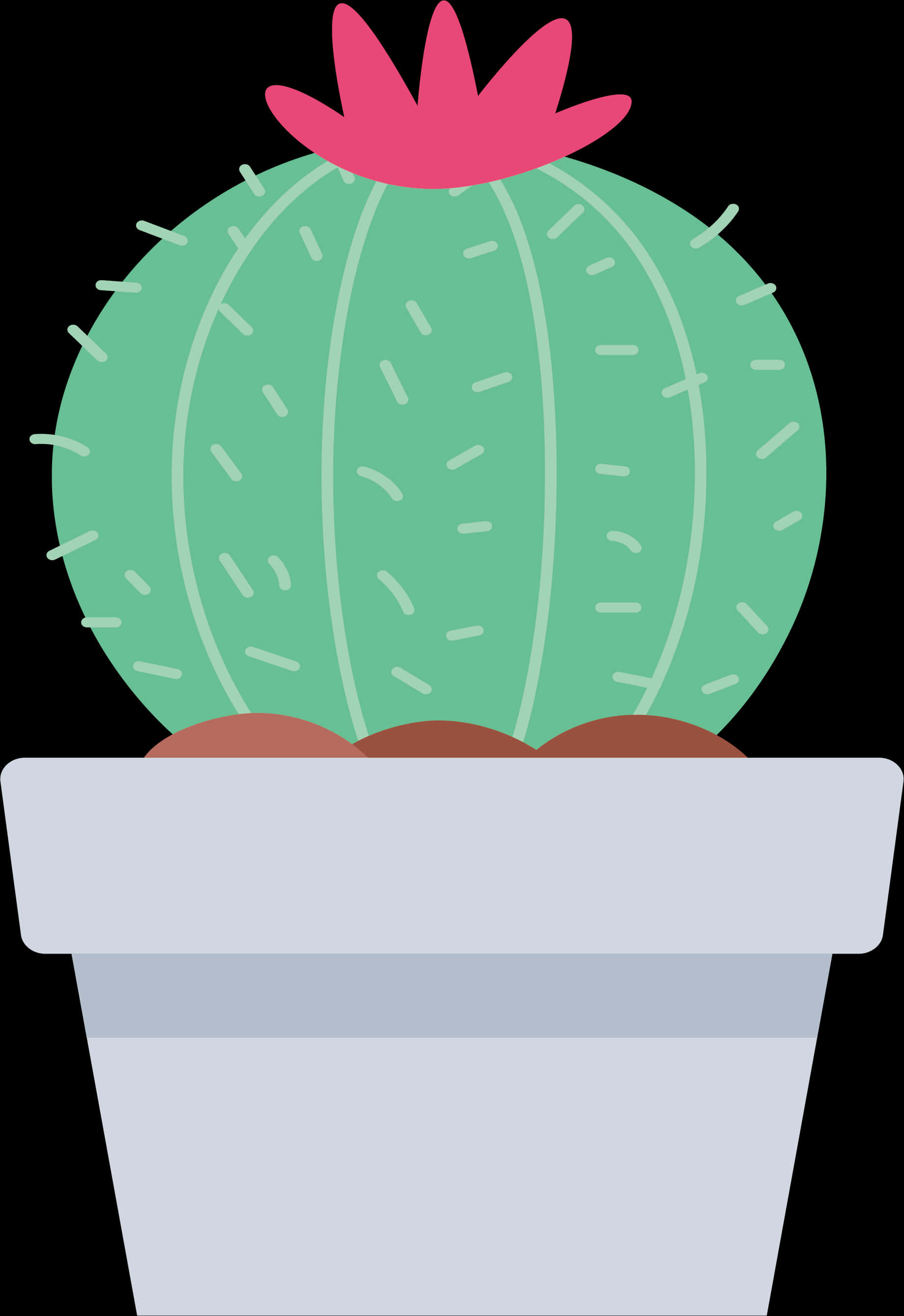 Potted Cactus Cartoon Illustration