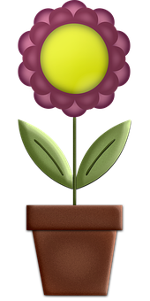 Potted Flower Emoji PNG with transparent background