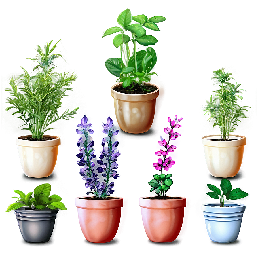 Potted Herbs Collection PNG fxy PNG image with a transparent background, free high-resolution download