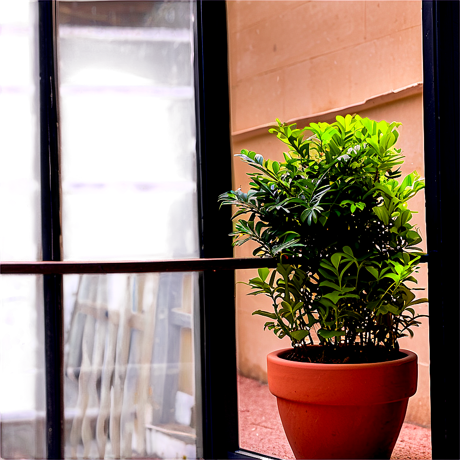 Potted Plants in Balcony Settings PNG ptf PNG image with a transparent background, free high-resolution download