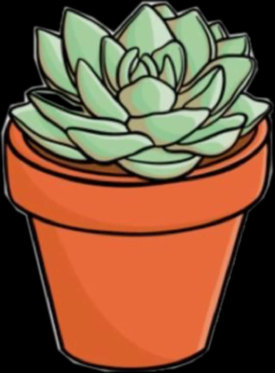 Potted Succulent Illustration PNG with transparent background