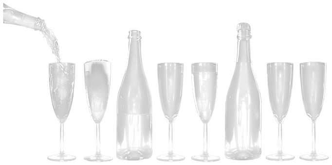 Pouring Water Into Glass Blackand White PNG with transparent background