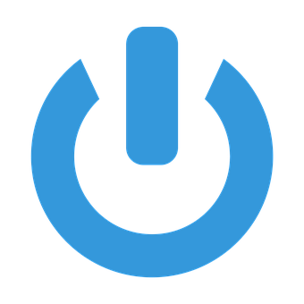 Power Button Icon Blue Black Background PNG with transparent background