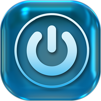 Power Button Icon Blue Glow PNG with transparent background